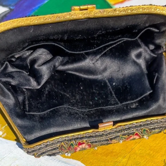 Antique French glass beaded 20s Art Deco Point de Beauvais embroidered - Picture 12 of 15